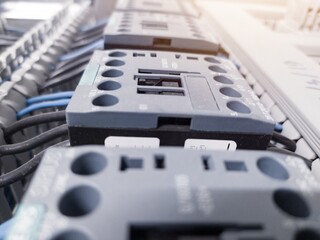 Close up the magnetic contactors relay on panel board, Wiring connection circuit to terminals relay...