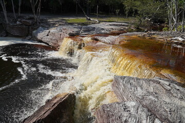Waterfall Cachoeira Lindoia, located near the village Amatari Lindoia, district Itacoatiara, Amazon...