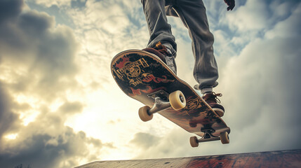 Skateboarding background with sky viw