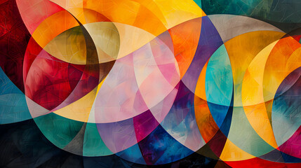 Colorful abstract design with overlapping circles and geometric harmony.