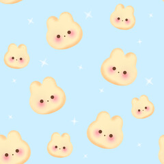 Cute little bunny cookie seamless pattern