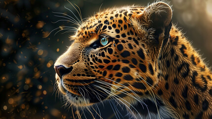 Leopard Profile with Bokeh Light Background