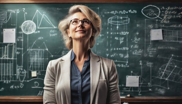 teacher in front of the blackboard