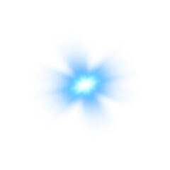 Blue star light flashes and sparkles. Sun light beam and starlight with lens flare effect, glittering comet trail and twinkling glitter light. PNG.