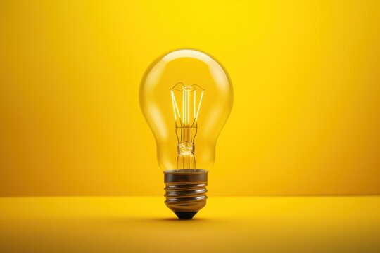 Educational concept Creativity and innovation light bulb yellow background