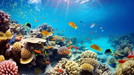 Obraz na płótnie Canvas Photo of a coral colony on a reef, Egypt