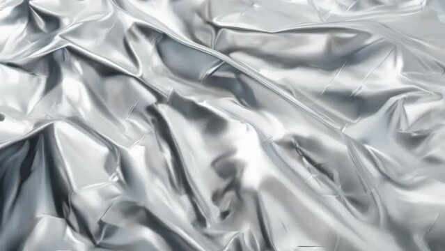 Close up of a shiny silver cloth, perfect for fashion or textile backgrounds.