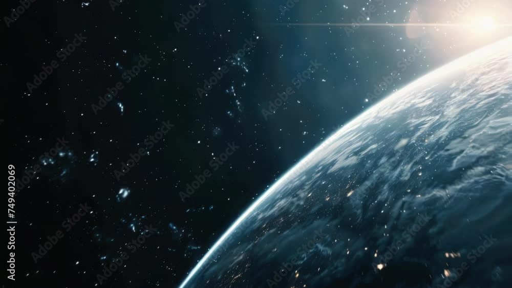 Aufkleber earth seen from space with stars in background. suitable for astronomy or space exploration concepts