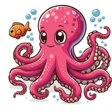 cute octopas vector on white background.