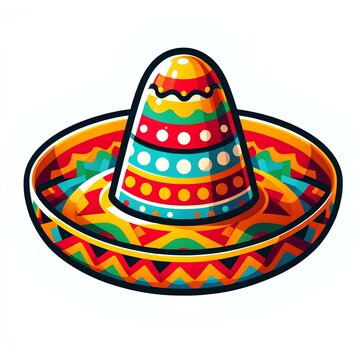 Colorful Cinco de Mayo Sombrero Simple Illustration white background