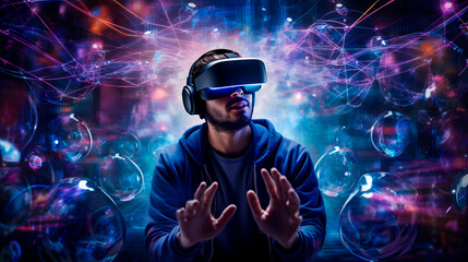 person using virtual reality glasses