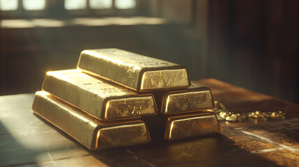 gold bars on table 