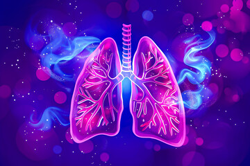 Health anatomy of human lungs. Colorful flat vector illustration background - World Asthma Day - May, 7. 