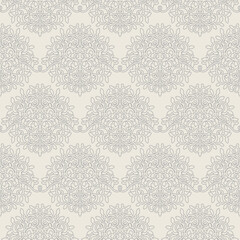 Floral seamless pattern. Classic contour ornament. Vector Illustration. Decorative background for cards, invitations, wrapping, textiles.