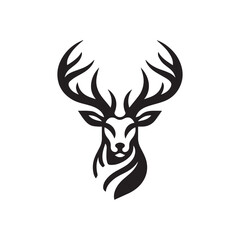 Fototapeta premium deer head silhouette vector | Deer black and white logo design 