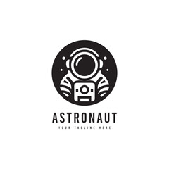 Astronaut character logo vector. Minimalist style astronaut silhouette. Suitable for astronomy, space or science logos.