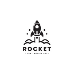 Rocket logo vector. Minimalist style rocket silhouette. Suitable for astronomy, space or science logos.