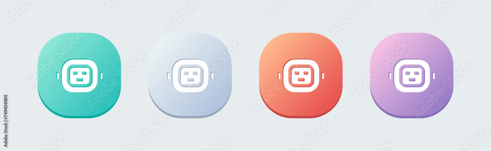 Aufkleber robot solid icon in flat design style. artificial intelligence signs vector illustration.