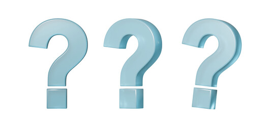 Light blue question mark shape cutout with different angle variations