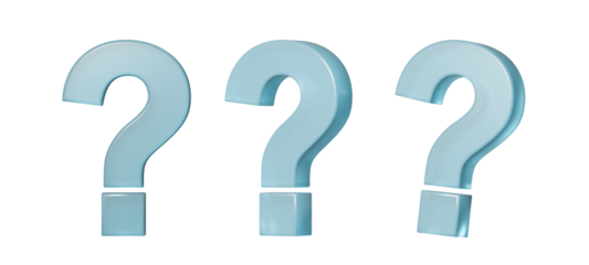 Light blue question mark shape cutout with different angle variations