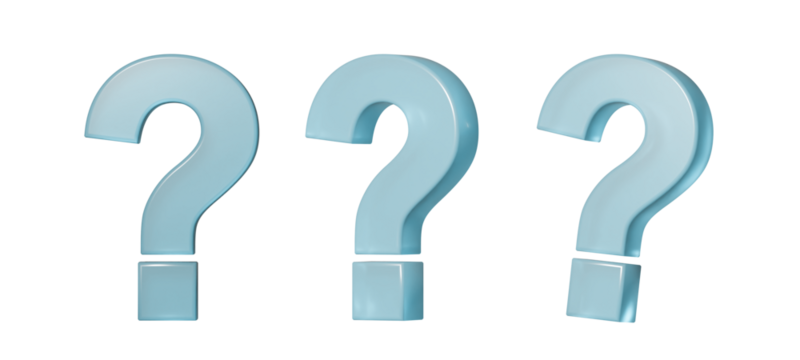 Light blue question mark shape cutout with different angle variations