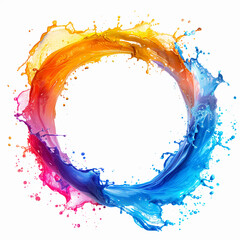 Splashes of paint in a circle, bright colors. Abstract background. Generative AI