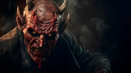 Fotobehang portrait of the devil, close up shot of satan © Gomez