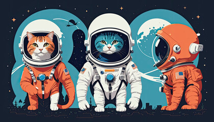cat on the moon astronaut and spaceship or astronaut in space or cat astronaut in space or astronaut cat or astronaut with cat or cat cosplay astronaut or cat costume astronaut