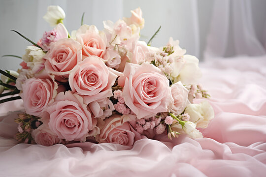 Beautiful pink wedding bridal bouquet