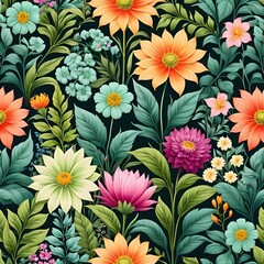 Floral and botanical textile pattern design ai generated