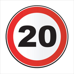 20 MPH Limit Traffic Sign - obrazy, fototapety, plakaty