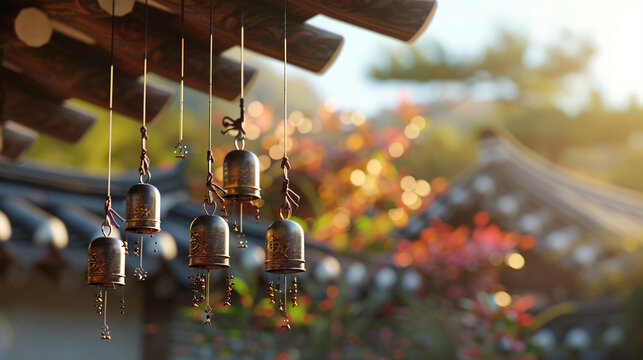 Hanok Harmony: Serenity Enhanced by wind chimes melody