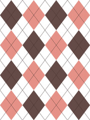 Argyle pattern.Brown, pink. Seamless geometric background for clothing, wrapping paper.