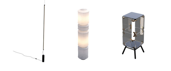 floor lamp isolated on transparent background, interior lighting, 3D illustration, cg render
