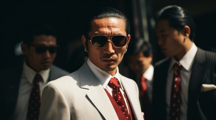 Cinematic Japanese mafia. Tokyo vice. Criminals in Japan and Tokyo. Gangsters, gangland, crime syndicates in Asia.
 - obrazy, fototapety, plakaty
