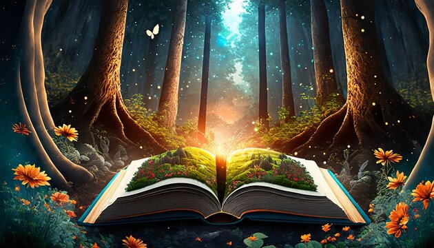 magic book with magic wand