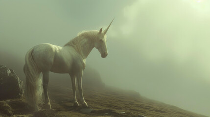 Obraz na płótnie Canvas Enchanted Elegance: Unicorn Horn in Sci-Fi Fantasy Universe