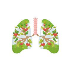 smoker's lungs, no tobacco day, giving up bad habits . lungs with green and with cigarette skulls