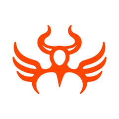 Attractive devil minimalist logo with horns and wings