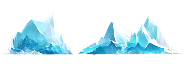 Collection of Photorealistic image an iceberg in the sea isolate on transparency background AI Generative