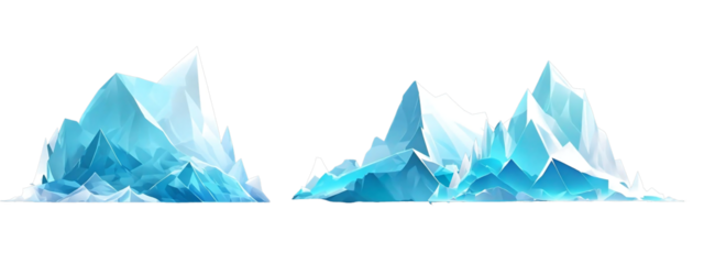 Collection of Photorealistic image an iceberg in the sea isolate on transparency background AI Generative