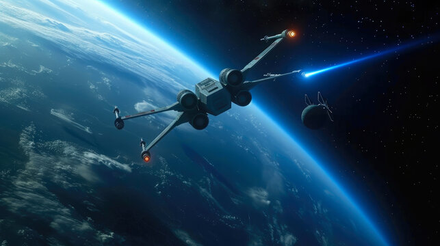 Galactic Voyage: X-wing Explorer in Nocturnal Splendor