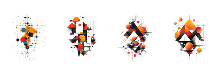 Geometric shape, mathematics, abstract clipart vector illustration set - obrazy, fototapety, plakaty