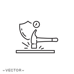 strong and durable material icon, layer durability properties, protection time, thin line symbol isolated on white background, editable stroke eps 10 vector illustration