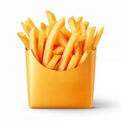 french fries in yellow box on white background