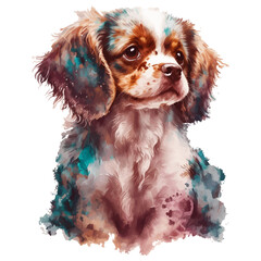 Regal Innocence captures the tender charm of a Cavalier King Charles Spaniel puppy in watercolor. With soulful eyes and lush fur, this artwork distills the essence of the breed into a serene .