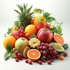 Naklejka na ściany i meble Organic Fresh Fruits and berries, Healthy eating vitamins natural nutrition concept