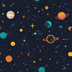 pattern with planets and stars . Created using generative AI
