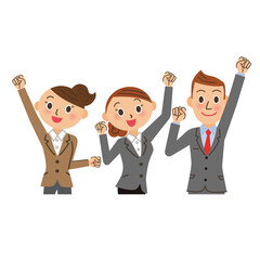 頑張るポーズの会社員イメージ