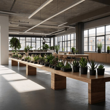 interior of a house with small indore plant . Created using generative AI
